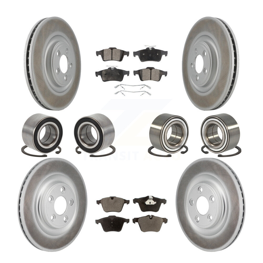 Front Rear Bearing Coat Brake Rotor Pads Kit (10Pc) For 2016 Jaguar XJ Base with AWD 3.0L KBB-130797
