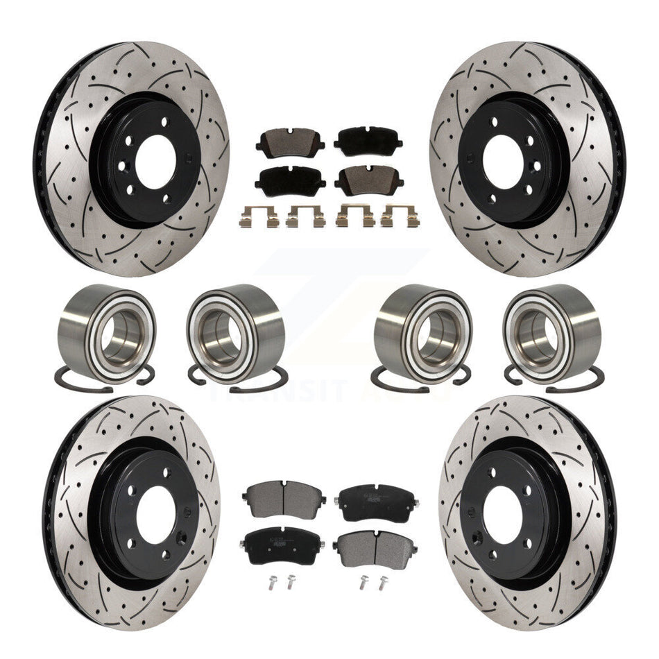 Front Rear Bearing Coated Disc Brake Rotor Pads Kit (10Pc) For Land Rover Discovery Range KBB-130806