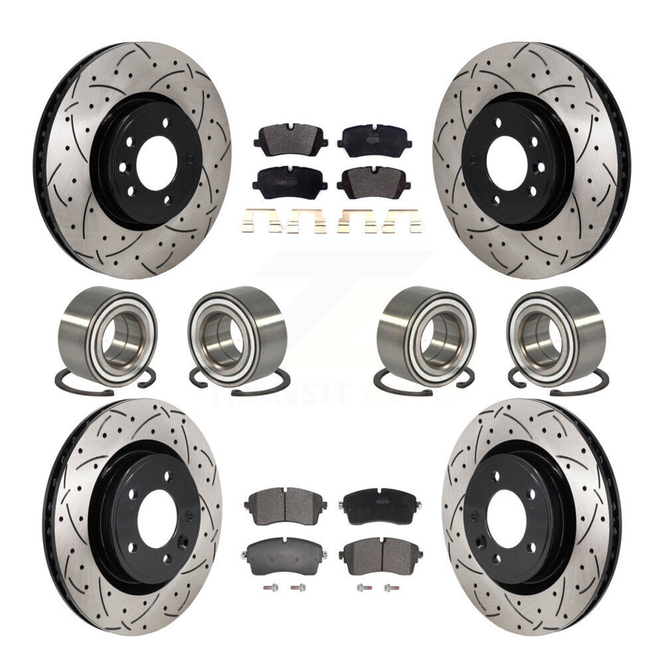 Front Rear Bearing Coated Disc Brake Rotor Pads Kit (10Pc) For Land Rover Discovery Range KBB-130807