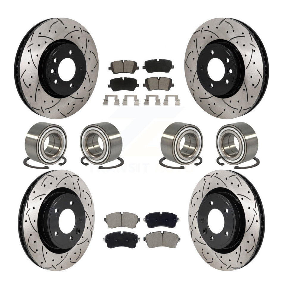 Front Rear Bearing Coated Disc Brake Rotor Pads Kit (10Pc) For Land Rover Discovery Range KBB-130808