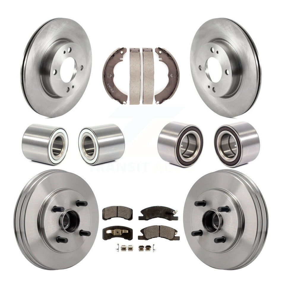 Front Rear Bearings Disc Brake Rotors And Pads Shoes Kit (10Pc) For Mitsubishi Mirage G4 KBB-130821