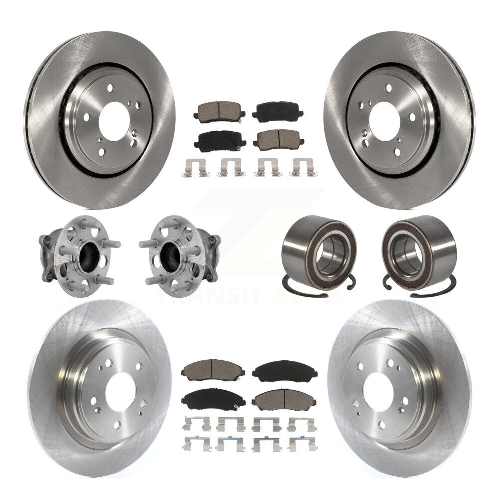 Front Rear Hub Bearing Assembly Disc Brake Rotor And Ceramic Pad Kit (10Pc) For Acura MDX KBB-130868