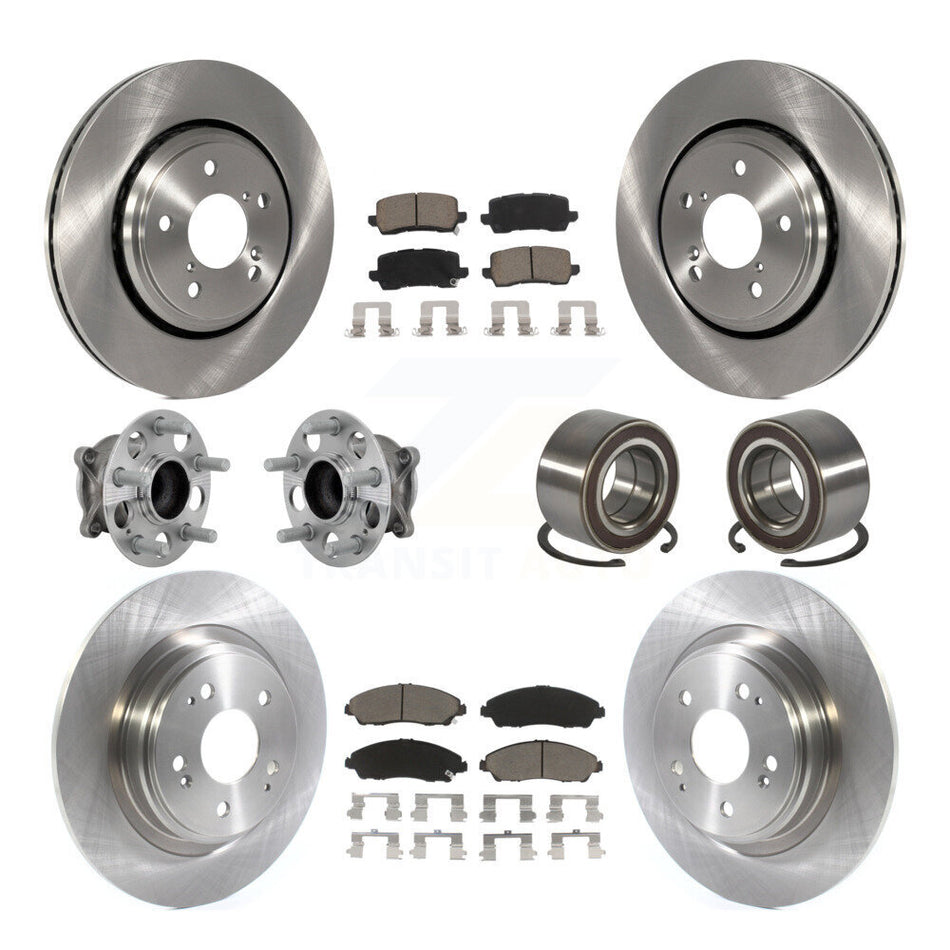 Front Rear Hub Bearing Assembly Disc Brake Rotor And Ceramic Pad Kit (10Pc) For Acura MDX KBB-130868