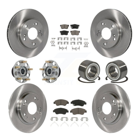 Front Rear Wheel Hub Bearing Disc Brake Rotor And Pad Kit (10Pc) For 2011-2015 Honda CR-Z KBB-130869