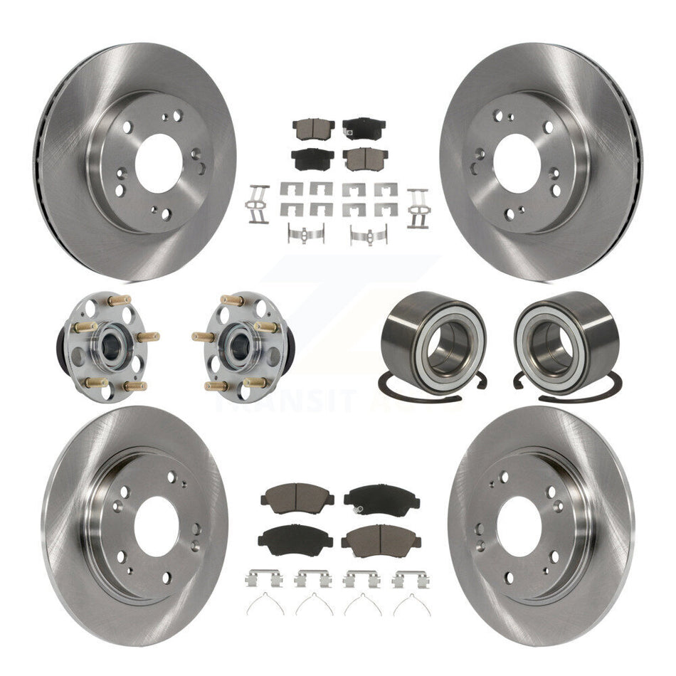 Front Rear Wheel Hub Bearing Disc Brake Rotor And Pad Kit (10Pc) For 2011-2015 Honda CR-Z KBB-130869