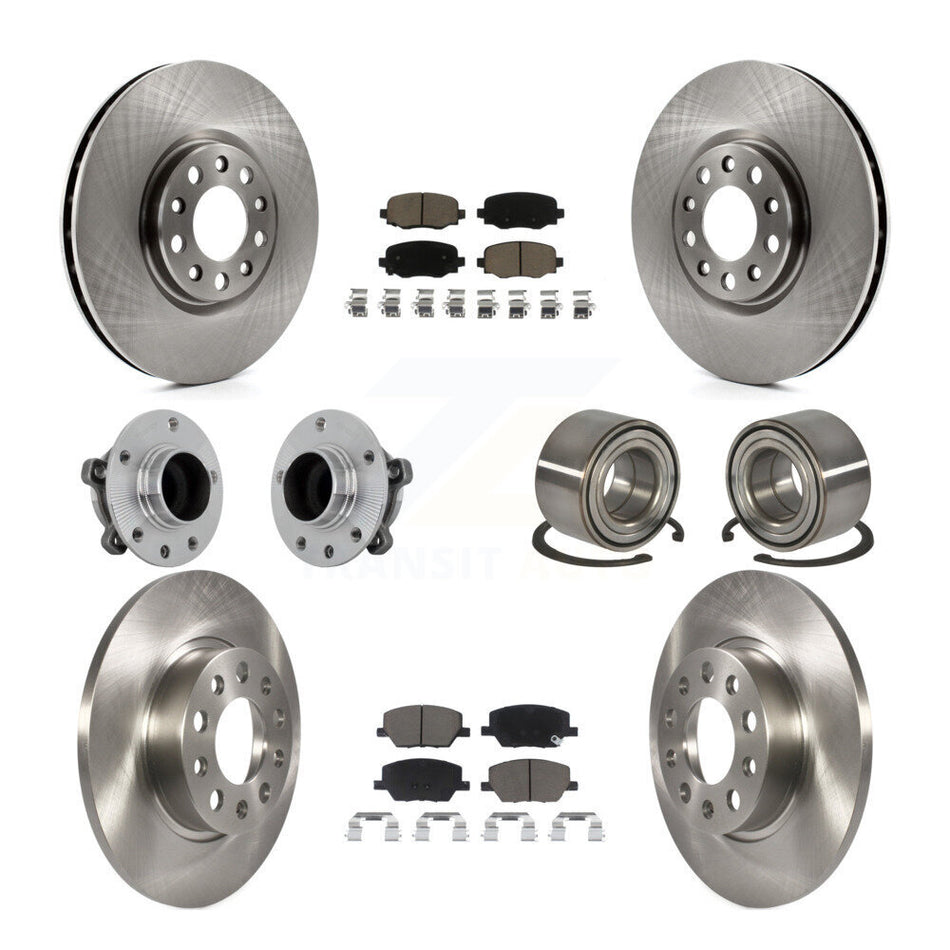 Front Rear Hub Bearings Disc Brake Rotors And Pads Kit (10Pc) For 2016-2018 Fiat 500X FWD KBB-130870