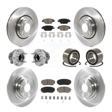 Front Rear Hub Bearing Disc Brake Rotors And Pads Kit (10Pc) For 2016-2018 Mazda CX-9 FWD KBB-130874