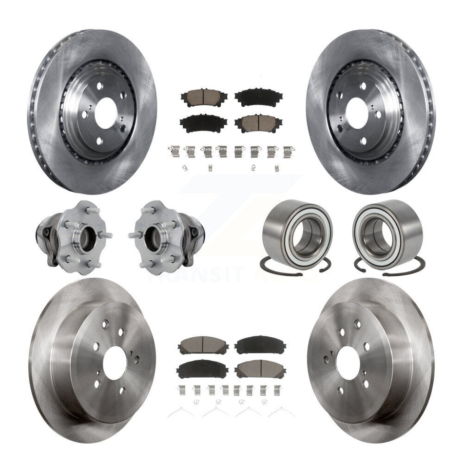 Front Rear Hub Bearing Disc Brake Rotor Pads Kit (10Pc) For Toyota Highlander Lexus RX350 KBB-130875