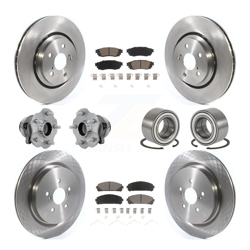 Front Rear Wheel Hub Bearing Disc Brake Rotor And Pad Kit (10Pc) For 2016 Lexus RX350 FWD KBB-130876