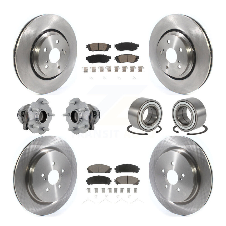 Front Rear Wheel Hub Bearing Disc Brake Rotor And Pad Kit (10Pc) For 2016 Lexus RX350 FWD KBB-130876