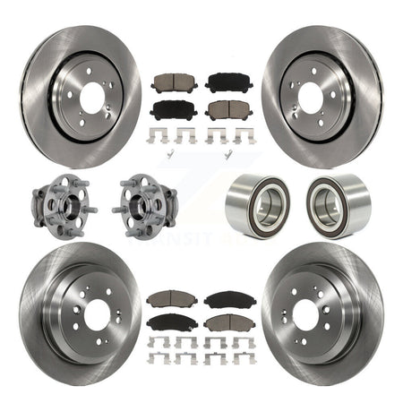 Front Rear Hub Bearing Disc Brake Rotor Pads Kit (10Pc) For 2017-2019 Honda Ridgeline AWD KBB-130877