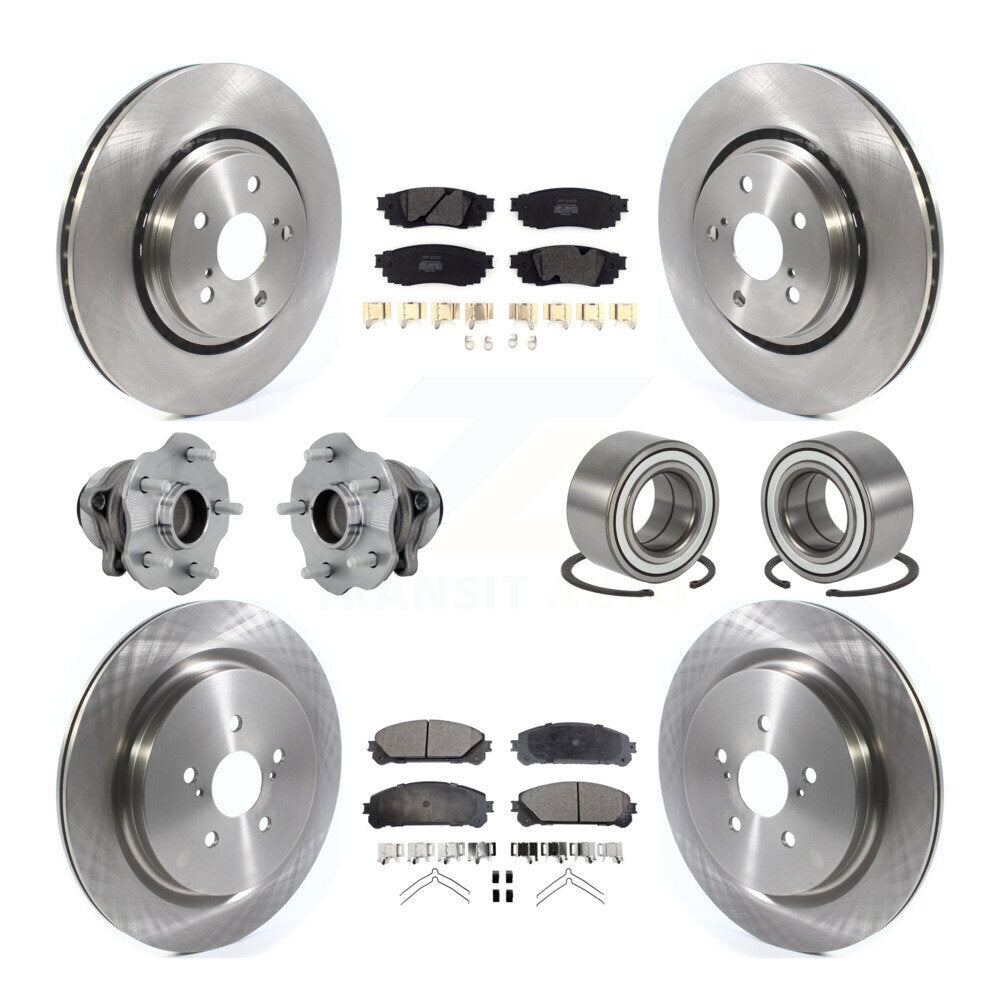 Front Rear Wheel Hub Bearing Disc Brake Rotor And Pad Kit (10Pc) For 2016 Lexus RX350 FWD KBB-130878