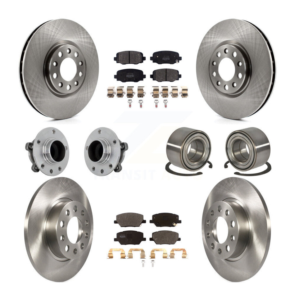 Front Rear Hub Bearings Disc Brake Rotors And Pads Kit (10Pc) For 2016-2018 Fiat 500X FWD KBB-130879
