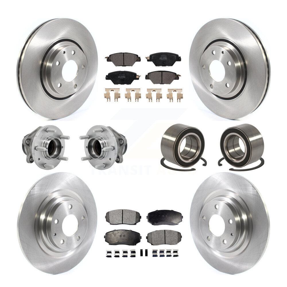 Front Rear Hub Bearing Disc Brake Rotors And Pads Kit (10Pc) For 2016-2018 Mazda CX-9 FWD KBB-130881