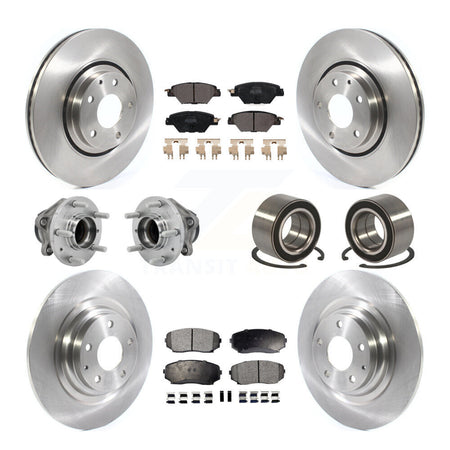 Front Rear Hub Bearing Disc Brake Rotors And Pads Kit (10Pc) For 2016-2018 Mazda CX-9 FWD KBB-130881