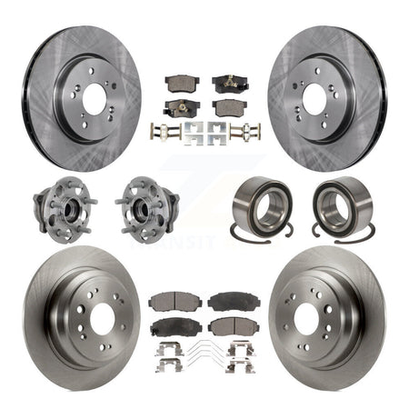 Front Rear Hub Bearing Disc Brake Rotor And Pad Kit (10Pc) For Honda Crosstour Accord AWD KBB-130882