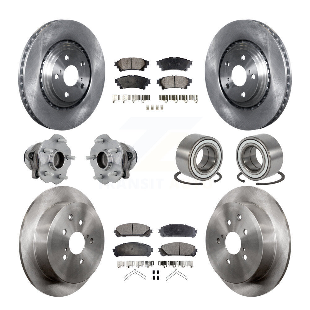 Front Rear Hub Bearing Disc Brake Rotor Pads Kit (10Pc) For Toyota Highlander Lexus RX350 KBB-130884