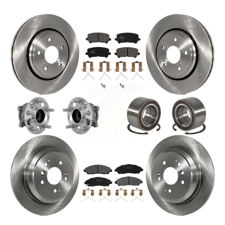 Front Rear Hub Bearing Disc Brake Rotor And Pads Kit (10Pc) For 2016-2022 Honda Pilot FWD KBB-130885