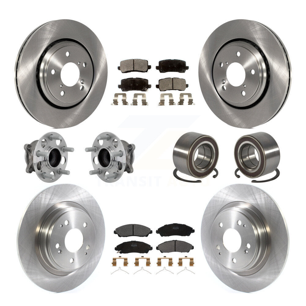 Front Rear Hub Bearings Disc Brake Rotors And Semi-Metallic Pads Kit (10Pc) For Acura MDX KBB-130887