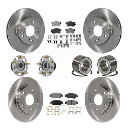 Front Rear Wheel Hub Bearing Disc Brake Rotor And Pad Kit (10Pc) For 2011-2015 Honda CR-Z KBB-130888