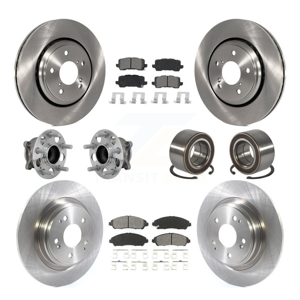 Front Rear Hub Bearings Disc Brake Rotors And Semi-Metallic Pads Kit (10Pc) For Acura MDX KBB-130892