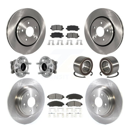 Front Rear Hub Bearings Disc Brake Rotors And Semi-Metallic Pads Kit (10Pc) For Acura MDX KBB-130892