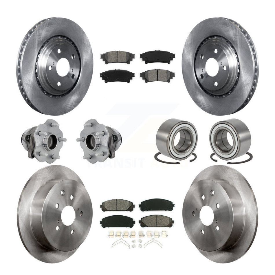 Front Rear Hub Bearing Disc Brake Rotor Pads Kit (10Pc) For Toyota Highlander Lexus RX350 KBB-130893