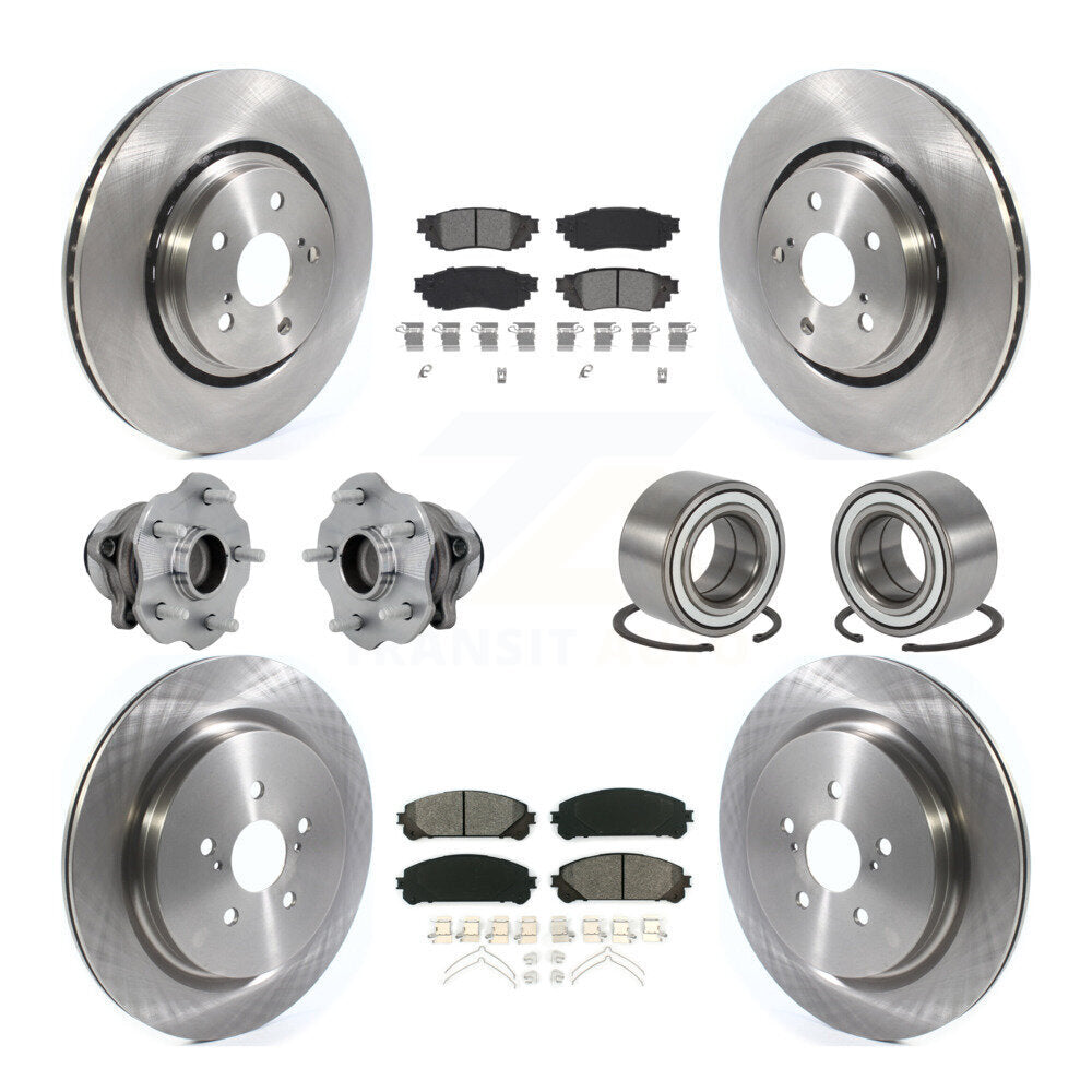 Front Rear Wheel Hub Bearing Disc Brake Rotor And Pad Kit (10Pc) For 2016 Lexus RX350 FWD KBB-130899