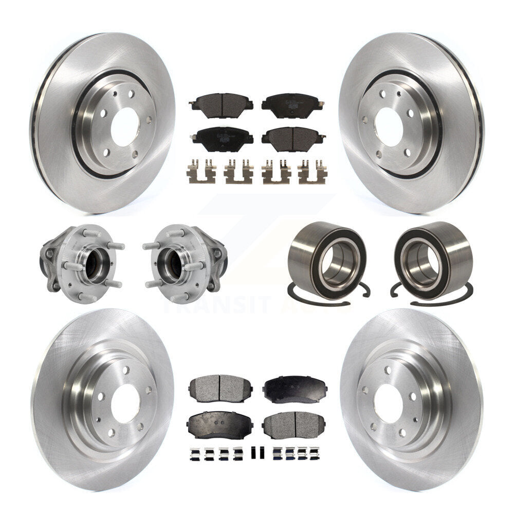 Front Rear Hub Bearing Disc Brake Rotors And Pads Kit (10Pc) For 2016-2018 Mazda CX-9 FWD KBB-130900