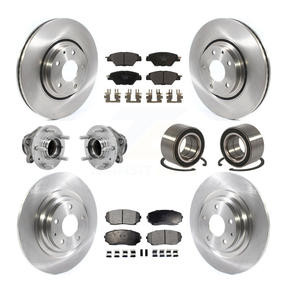 Front Rear Hub Bearing Disc Brake Rotors And Pads Kit (10Pc) For 2016-2018 Mazda CX-9 FWD KBB-130900