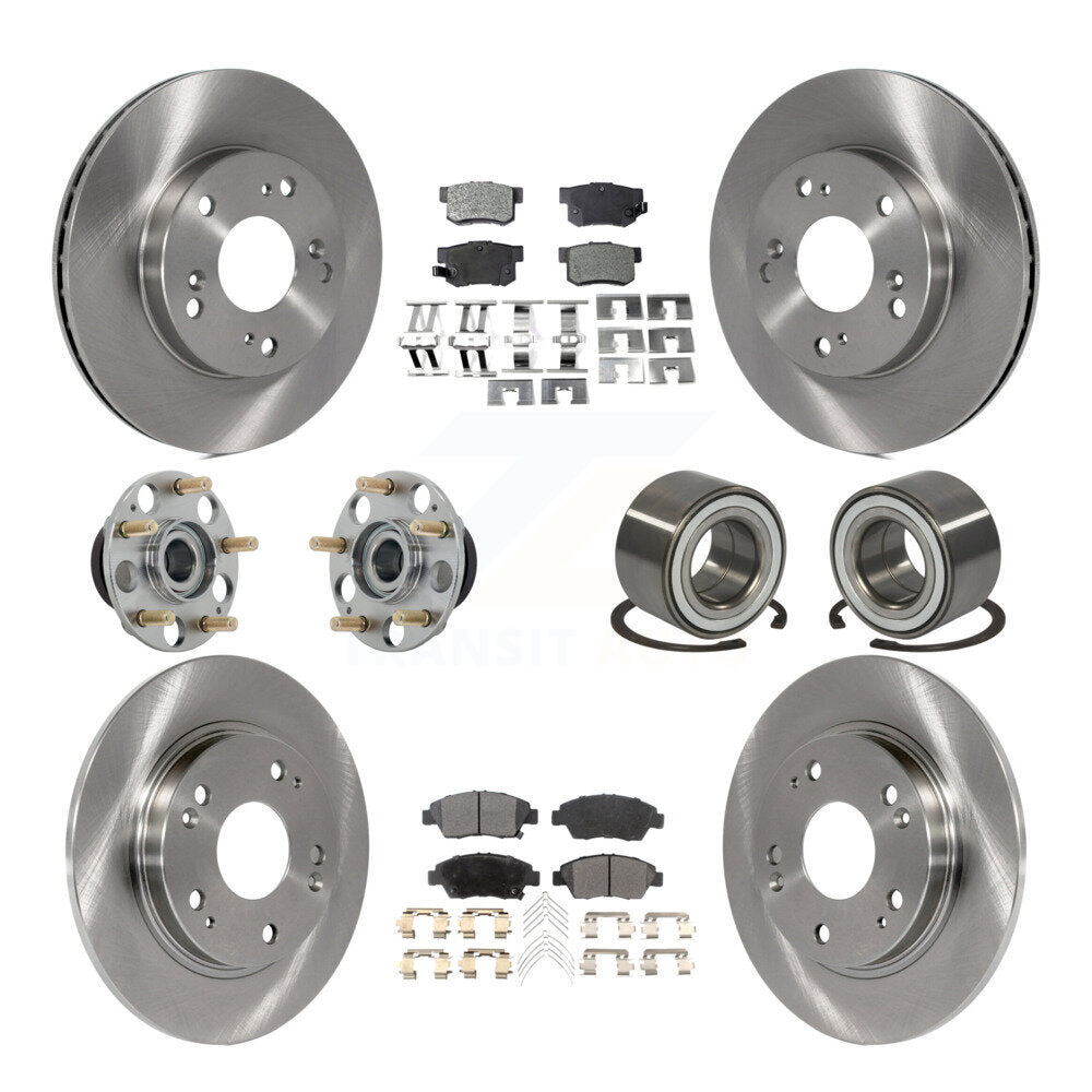 Front Rear Wheel Hub Bearing Disc Brake Rotor And Pad Kit (10Pc) For 2011-2015 Honda CR-Z KBB-130902