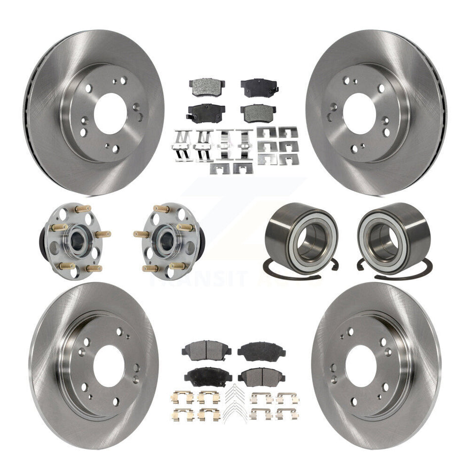 Front Rear Wheel Hub Bearing Disc Brake Rotor And Pad Kit (10Pc) For 2011-2015 Honda CR-Z KBB-130902