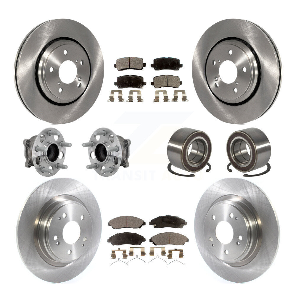 Front Rear Hub Bearing Assembly Disc Brake Rotor And Ceramic Pad Kit (10Pc) For Acura MDX KBB-130907
