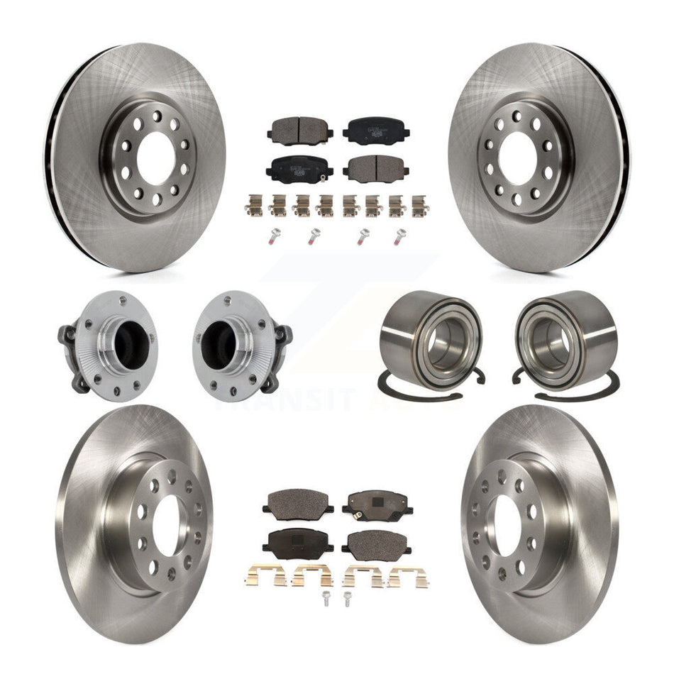 Front Rear Hub Bearings Disc Brake Rotors And Pads Kit (10Pc) For 2016-2018 Fiat 500X FWD KBB-130910