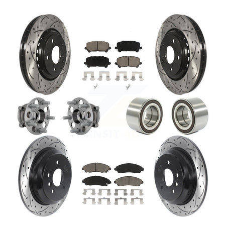 Front Rear Hub Bearing Coat Brake Rotor Pads Kit (10Pc) For 2017-2019 Honda Ridgeline AWD KBB-130915