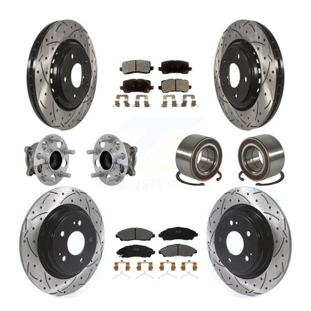 Front Rear Hub Bearing Assembly Coated Disc Brake Rotor And Pads Kit (10Pc) For Acura MDX KBB-130919