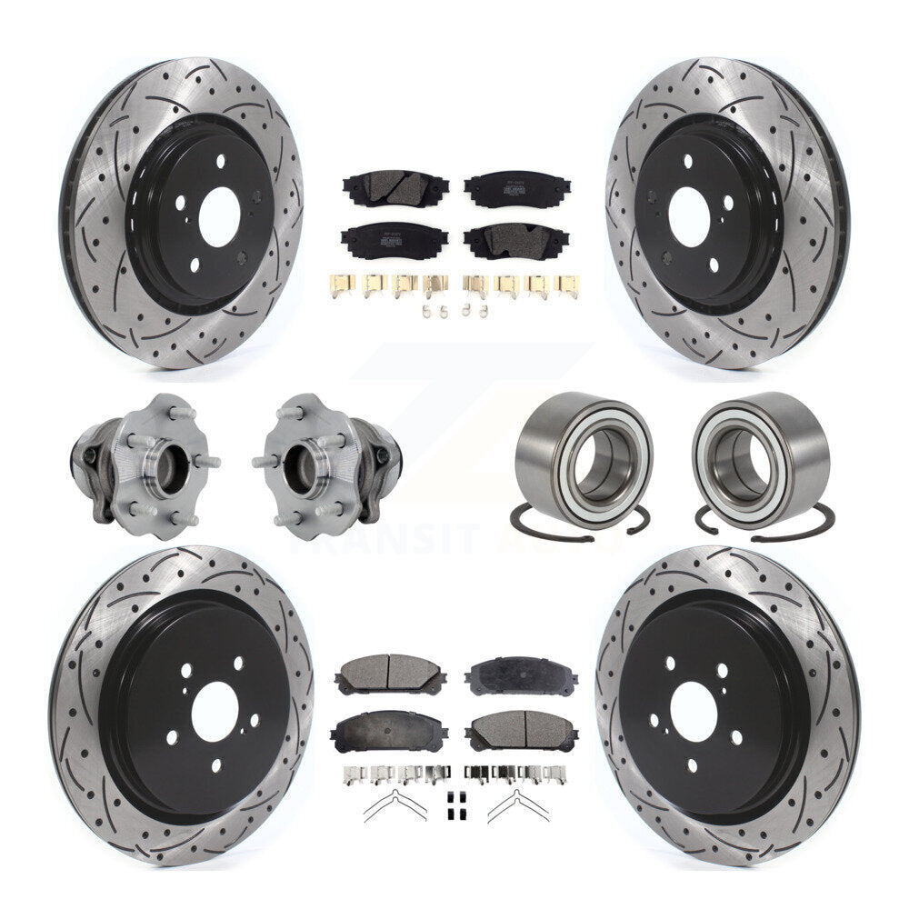 Front Rear Hub Bearing Coated Disc Brake Rotor & Pads Kit (10Pc) For 2016 Lexus RX350 FWD KBB-130920