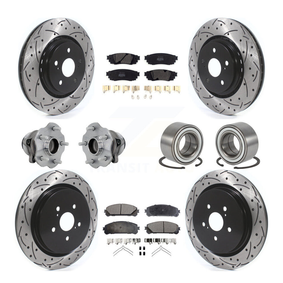 Front Rear Hub Bearing Coated Disc Brake Rotor & Pads Kit (10Pc) For 2016 Lexus RX350 FWD KBB-130920