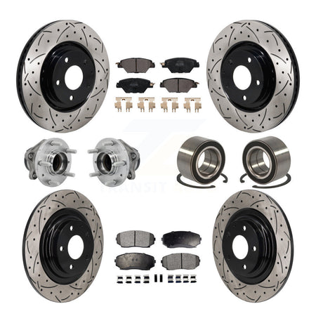 Front Rear Hub Bearing Coated Brake Rotor And Pad Kit (10Pc) For 2016-2018 Mazda CX-9 FWD KBB-130922