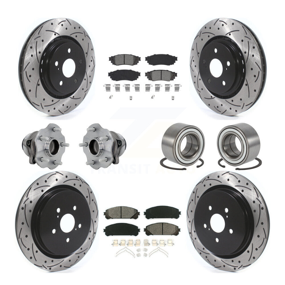 Front Rear Hub Bearing Coated Disc Brake Rotor & Pads Kit (10Pc) For 2016 Lexus RX350 FWD KBB-130927