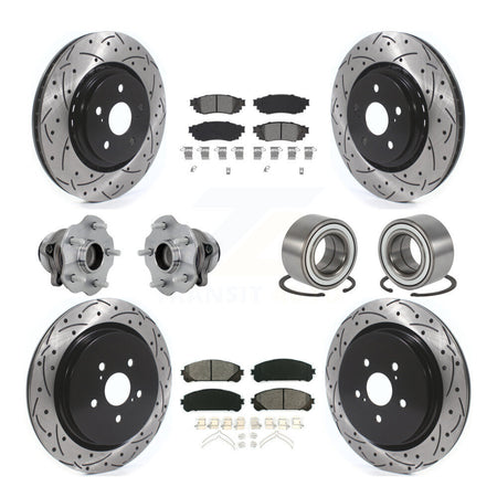Front Rear Hub Bearing Coated Disc Brake Rotor & Pads Kit (10Pc) For 2016 Lexus RX350 FWD KBB-130927