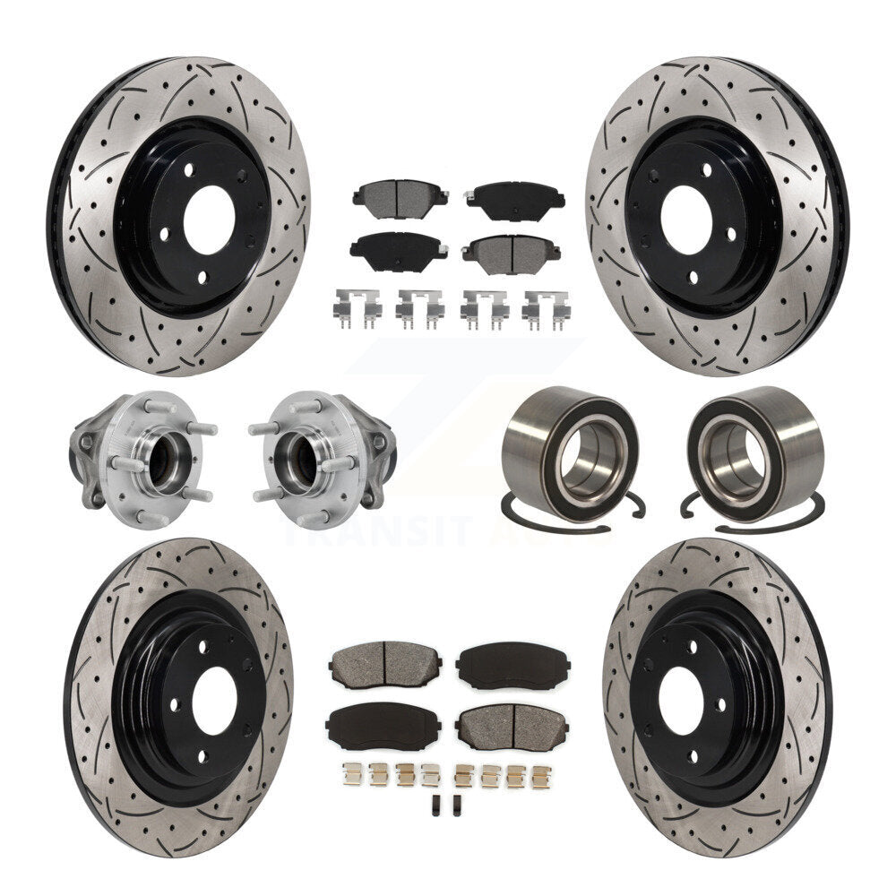 Front Rear Hub Bearing Coated Brake Rotor And Pad Kit (10Pc) For 2016-2018 Mazda CX-9 FWD KBB-130928