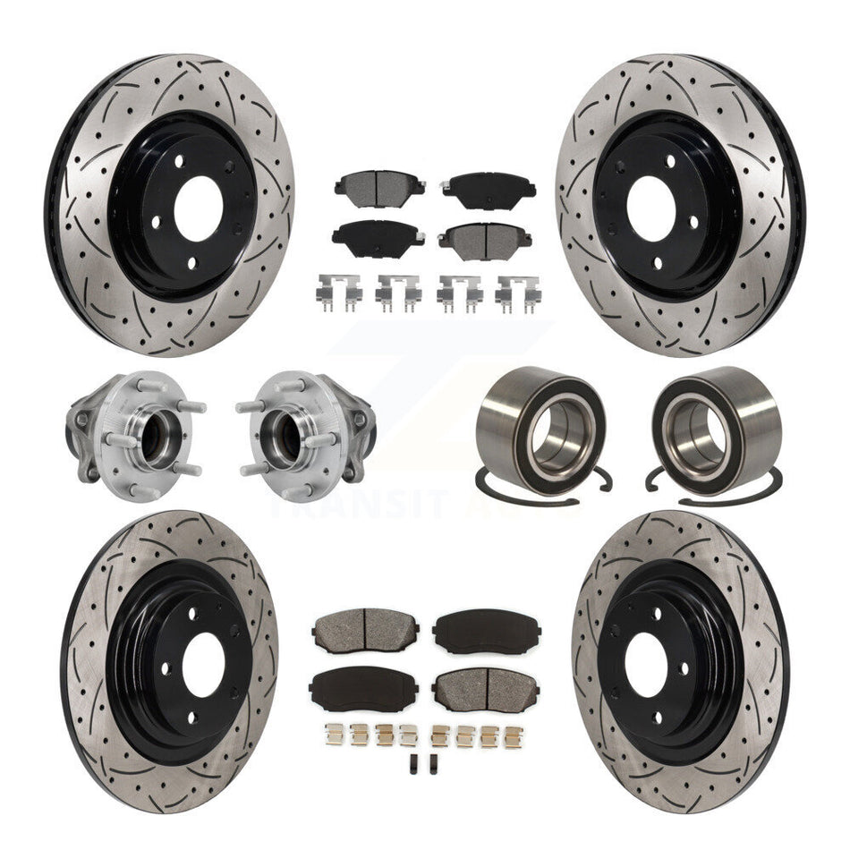 Front Rear Hub Bearing Coated Brake Rotor And Pad Kit (10Pc) For 2016-2018 Mazda CX-9 FWD KBB-130928