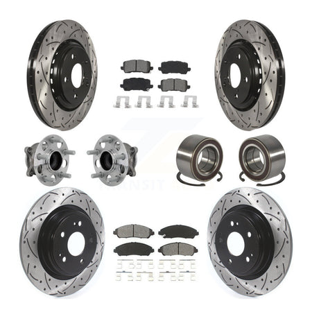 Front Rear Hub Bearing Assembly Coated Disc Brake Rotor And Pads Kit (10Pc) For Acura MDX KBB-130934