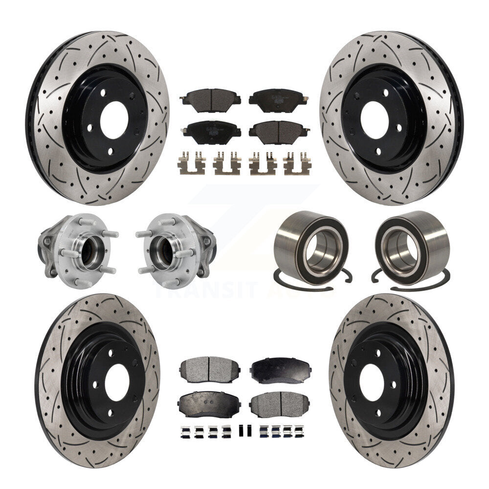 Front Rear Hub Bearing Coated Brake Rotor And Pad Kit (10Pc) For 2016-2018 Mazda CX-9 FWD KBB-130935