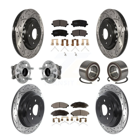 Front Rear Hub Bearing Coated Brake Rotor & Pads Kit (10Pc) For 2016-2022 Honda Pilot FWD KBB-130938