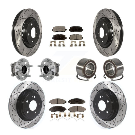 Front Rear Hub Bearing Coated Disc Brake Rotors And Ceramic Pads Kit (10Pc) For Acura MDX KBB-130939