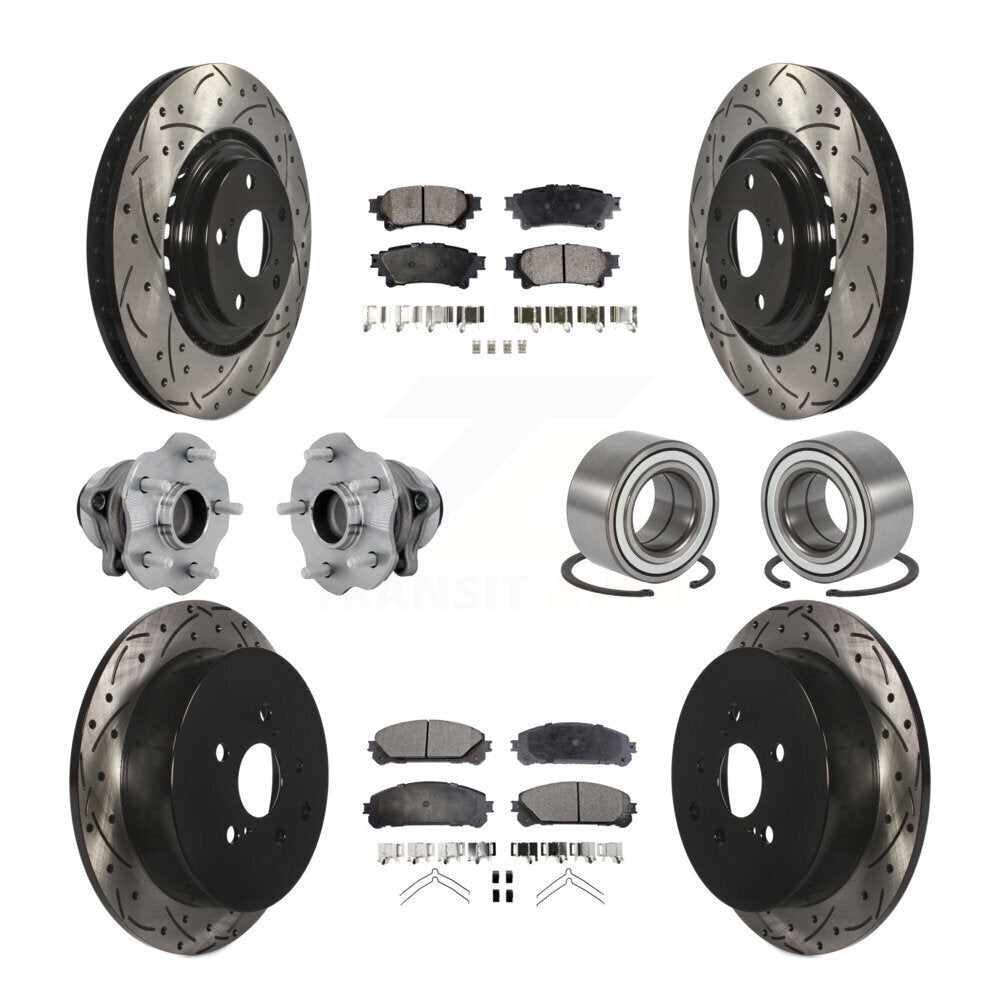 Front Rear Hub Bearing Coat Brake Rotor Pads Kit (10Pc) For Toyota Highlander Lexus RX350 KBB-130940