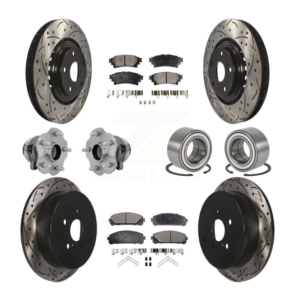 Front Rear Hub Bearing Coat Brake Rotor Pads Kit (10Pc) For Toyota Highlander Lexus RX350 KBB-130940