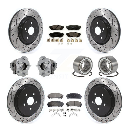 Front Rear Hub Bearing Coated Disc Brake Rotor & Pads Kit (10Pc) For 2016 Lexus RX350 FWD KBB-130941